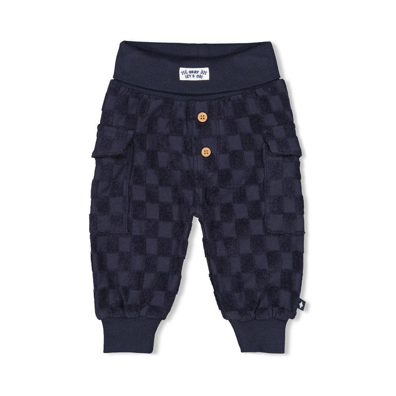 Jongens Geruite broek badstof - Let's Go! van Feetje in de kleur Donkerblauw in maat 86.