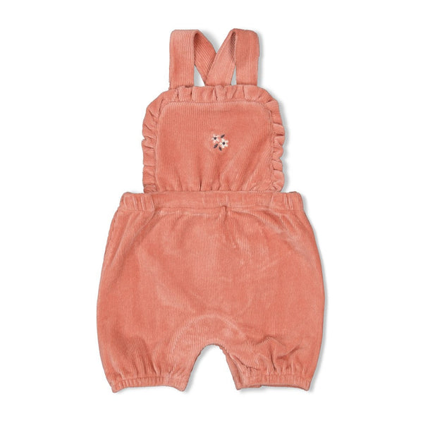 Meisjes Tuinbroek kort velours rib - Woodland Bloom van Feetje in de kleur Roze in maat 86.