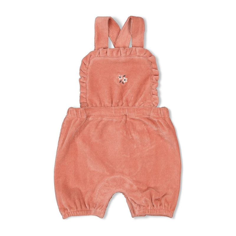 Meisjes Tuinbroek kort velours rib - Woodland Bloom van Feetje in de kleur Roze in maat 86.