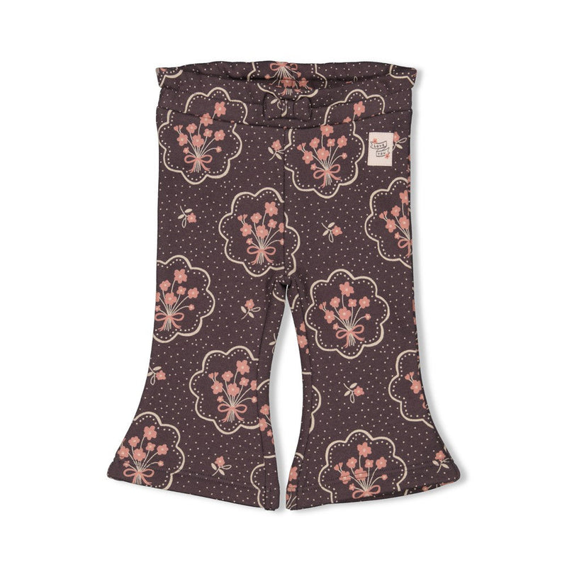 Meisjes Flare broek AOP - Woodland Bloom van Feetje in de kleur Grijs in maat 86.