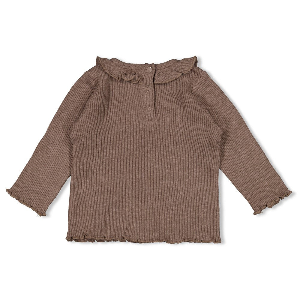 Meisjes Longsleeve rib - Better Together van Feetje in de kleur Bruin in maat 86.
