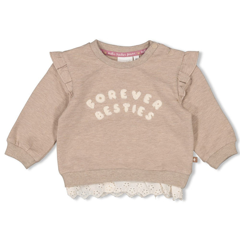 Meisjes Sweater - Better Together van Feetje in de kleur Bruin in maat 86.