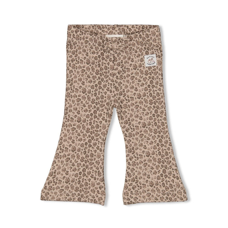 Meisjes Flare broek AOP - Better Together van Feetje in de kleur Bruin in maat 86.