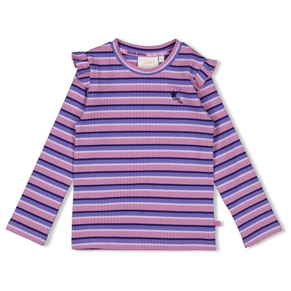 Meisjes Longsleeve rib met streep - Wild Soul van Jubel in de kleur Violet in maat 128.