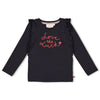 Meisjes Longsleeve ruches - Queen Of Hearts van Jubel in de kleur Antraciet in maat 128.