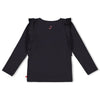 Meisjes Longsleeve ruches - Queen Of Hearts van Jubel in de kleur Antraciet in maat 128.