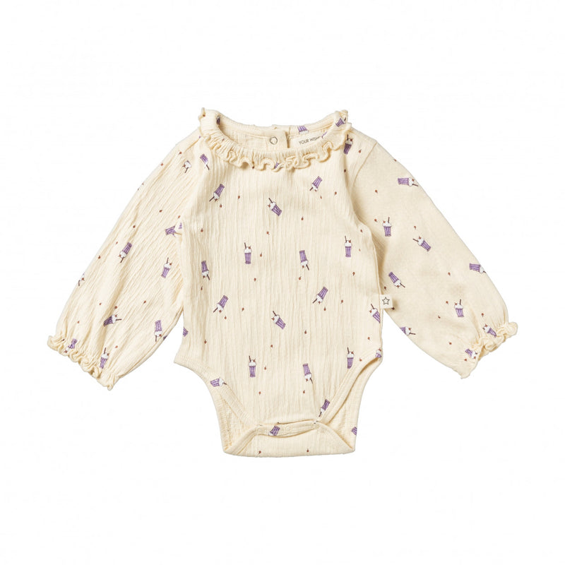Meisjes Romper Milkshake | Ariana van Your Wishes in de kleur Honeycomb in maat 74.