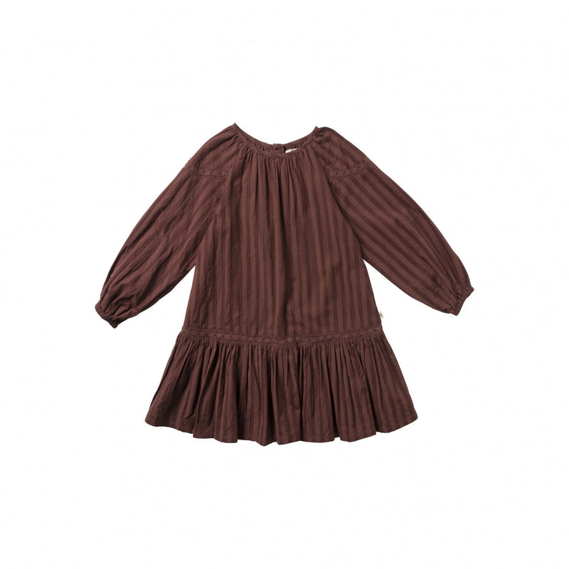 Meisjes Jurk Picknick | Marina van Your Wishes in de kleur Brown Stone in maat 122-128.