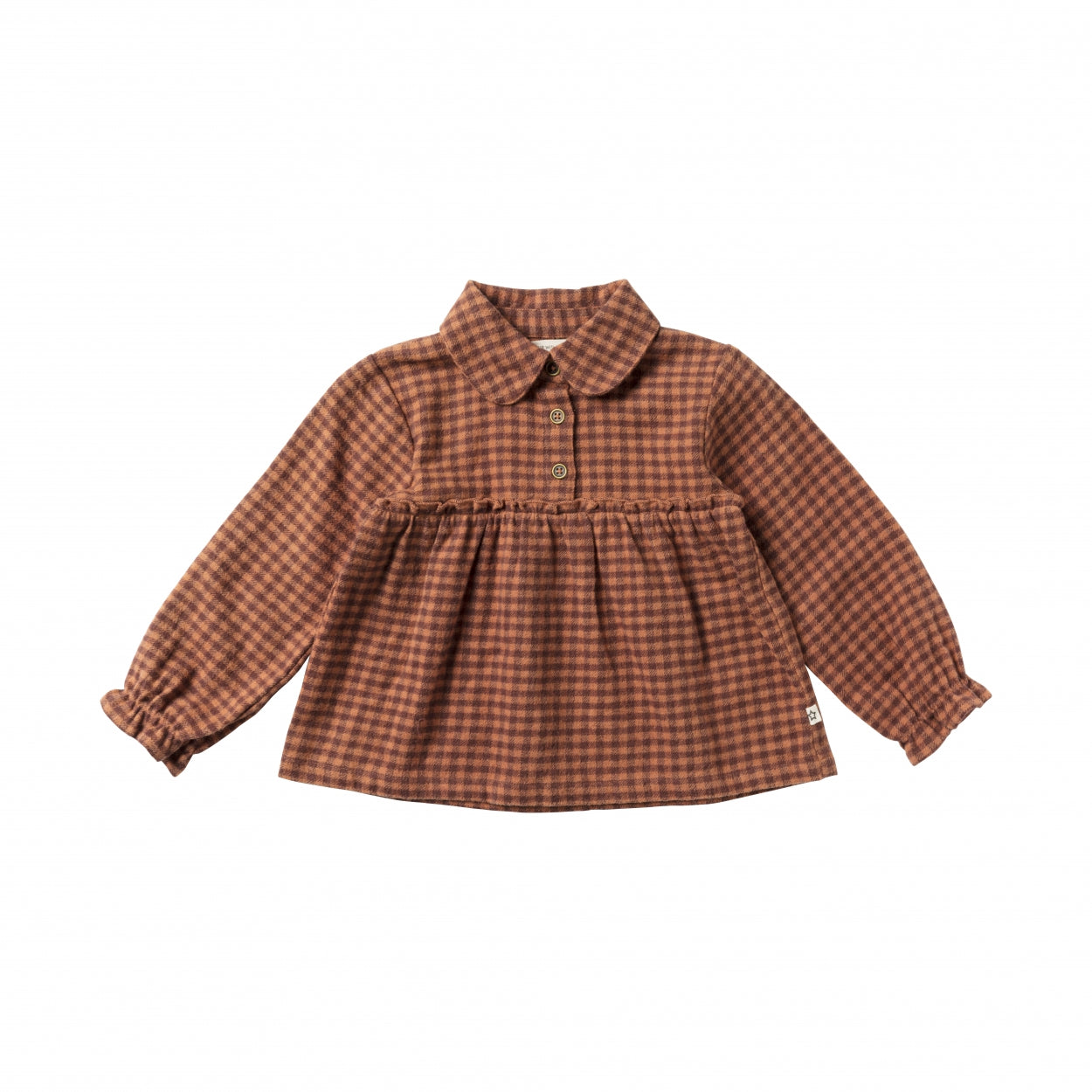 Meisjes Shirt Saxon | Merel van Your Wishes in de kleur Brown Stone in maat 98.