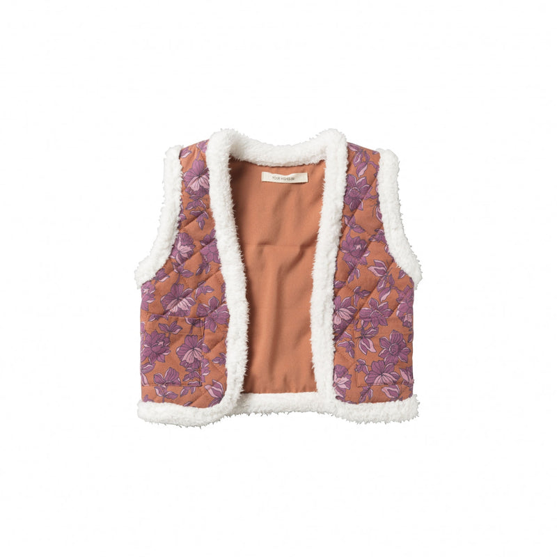 Meisjes Gilet Retro Romance | Mischa van Your Wishes in de kleur Carmine in maat 122-128.