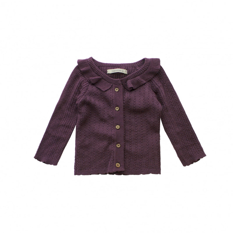 Meisjes Vest Motif Knit  | Maddie van Your Wishes in de kleur Plum Perfect in maat 74.