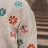 Meisjes Embroidered Flowers | Sweater van Your Wishes in de kleur Oyster Gray in maat 122-128.