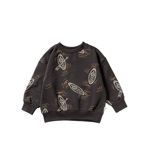 Jongens Canoe | Relaxed Sweater van Your Wishes in de kleur Raven in maat 128.