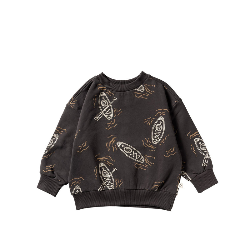Jongens Canoe | Relaxed Sweater van Your Wishes in de kleur Raven in maat 128.