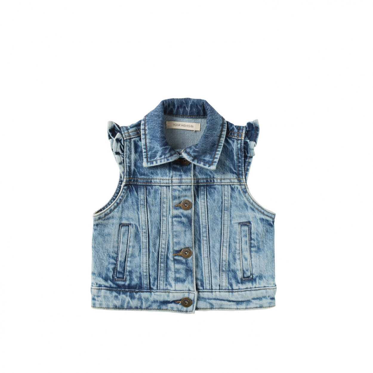 Meisjes Stretch Denim Gilet | Prudence van Your Wishes in de kleur Sky Blue in maat 128.