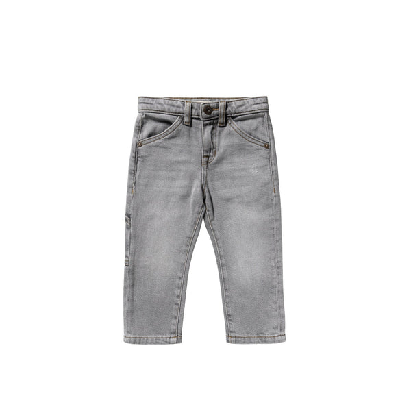 Jongens Grey Denim | Worker Jeans van Your Wishes in de kleur Denim Grey in maat 128.