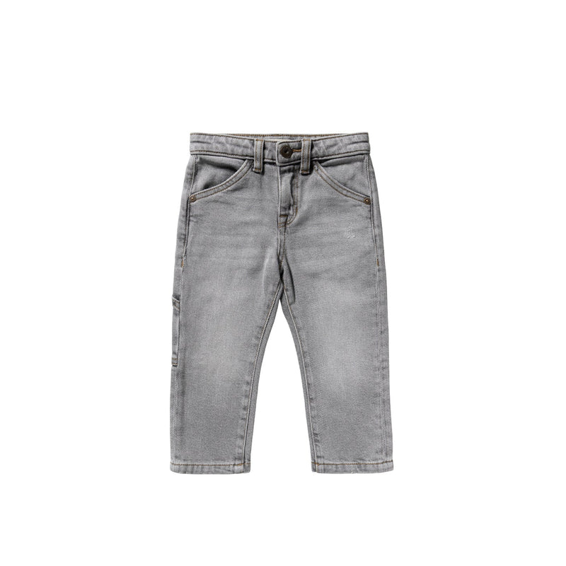 Jongens Grey Denim | Worker Jeans van Your Wishes in de kleur Denim Grey in maat 128.