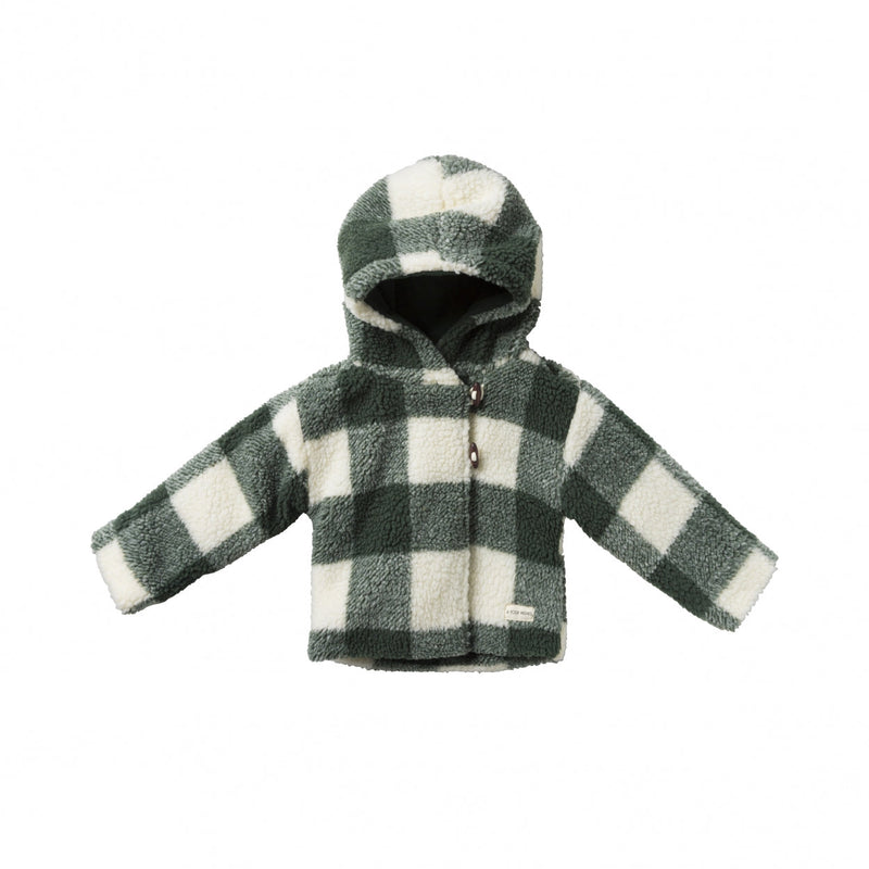 Jongens Jas Otto | Teddy Jacket van  in de kleur Pine Green in maat 98.