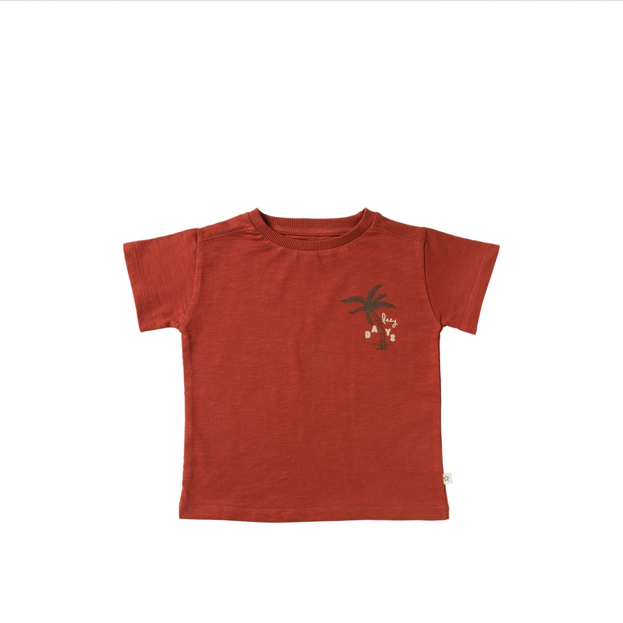 Jongens T-Shirt Slub | Ezra van Your Wishes in de kleur Barn Red in maat 104.