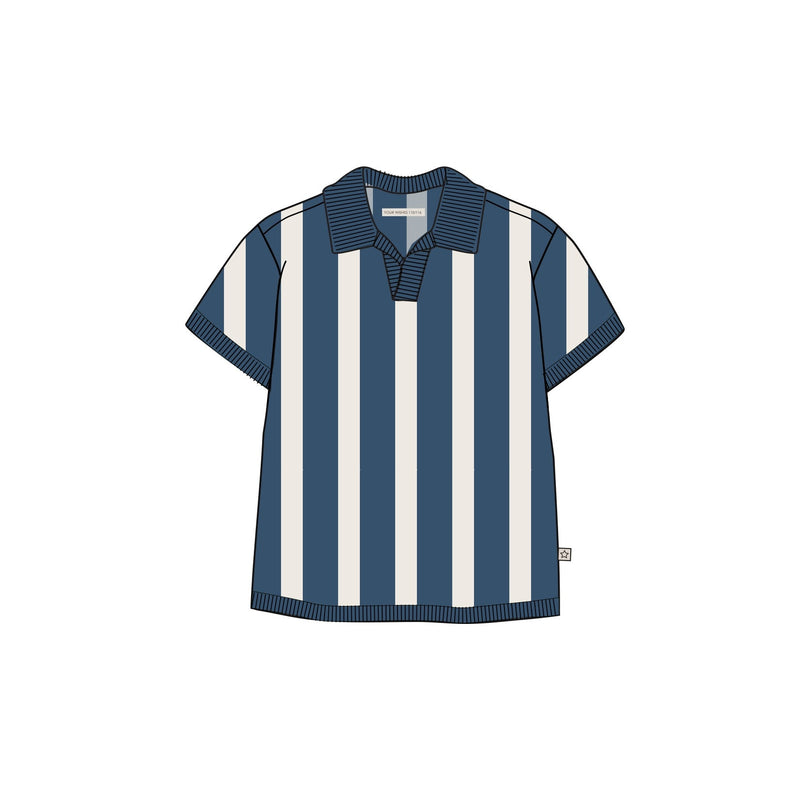 Jongens Stripe Knit | Casual Polo van Your Wishes in de kleur Ensign Blue in maat 122-128.