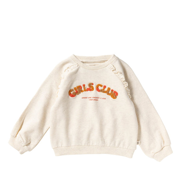 Meisjes Girls Club | Raglan Sweater van Your Wishes in de kleur White Swan in maat 128.