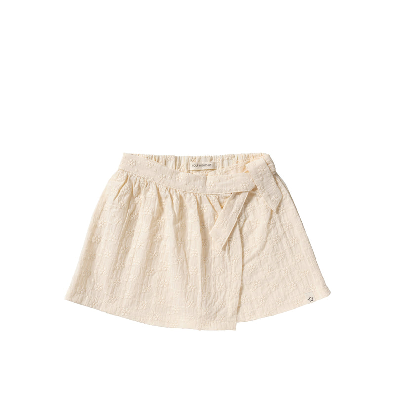 Meisjes Broderie | Wrap Skort van Your Wishes in de kleur White Swan in maat 128.