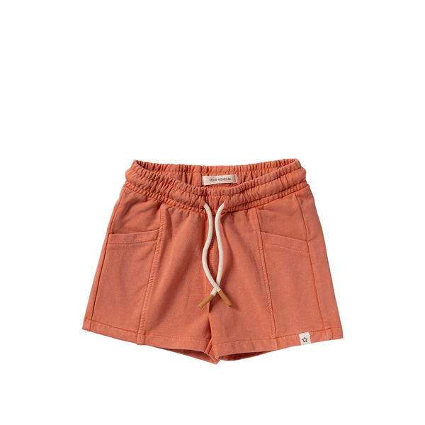 Jongens Garment Dye | Relaxed Shorts van Your Wishes in de kleur Ginger in maat 128.