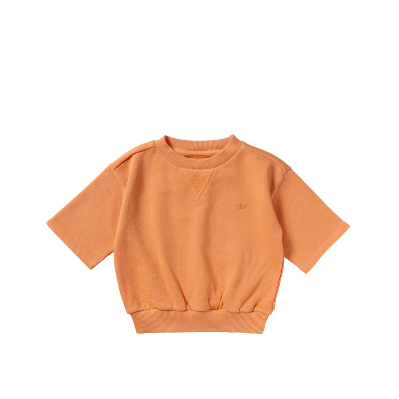 Meisjes French Knit | Shortsleeve Sweater van Your Wishes in de kleur Copper Tan in maat 128.