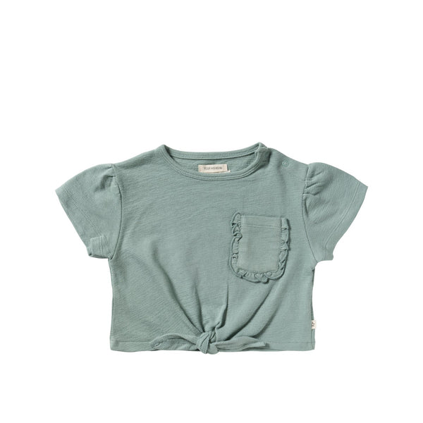 Meisjes Textured Jersey | Front Tie Shirt van Your Wishes in de kleur Ocean in maat 128.