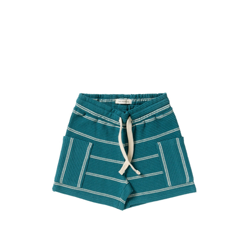 Jongens Structure Stripe | Pocket Shorts van Your Wishes in de kleur Dragonfly in maat 128.