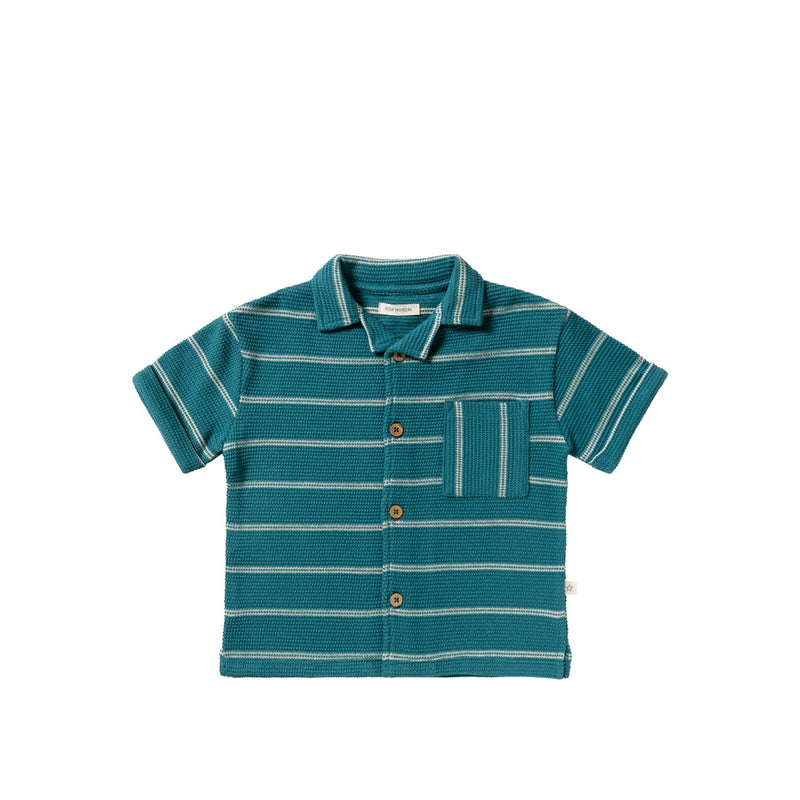 Jongens Structure Stripe | Loose Shirt van Your Wishes in de kleur Dragonfly in maat 128.