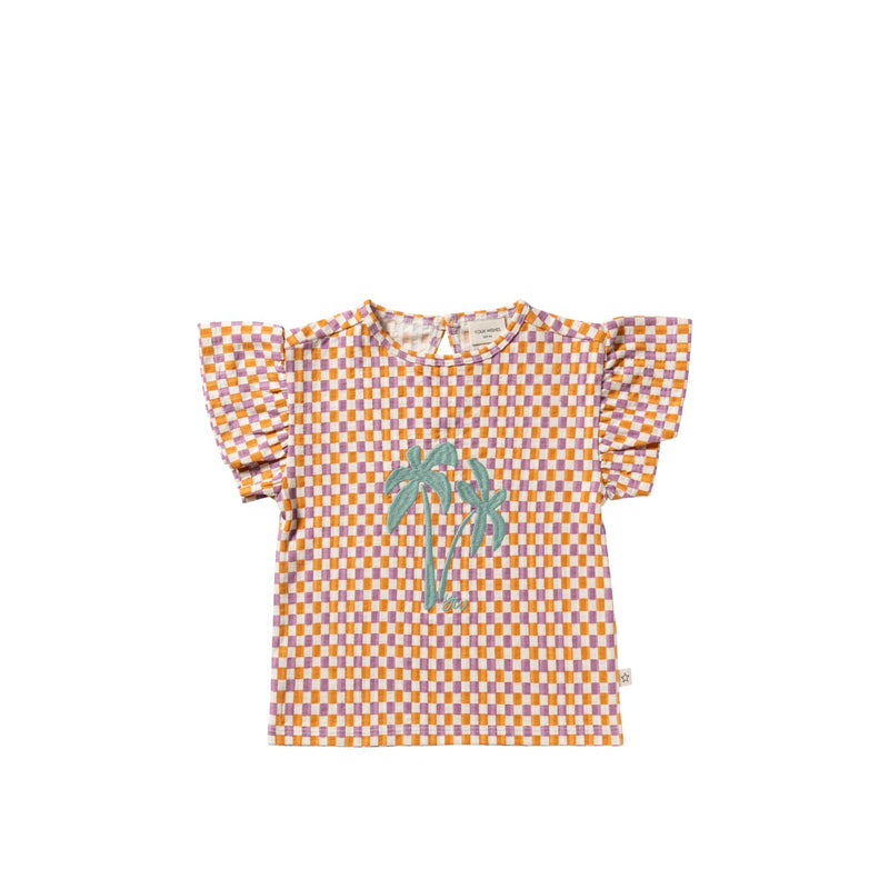 Meisjes Mini Check | Ruffle Shirt van Your Wishes in de kleur Multicolor in maat 128.