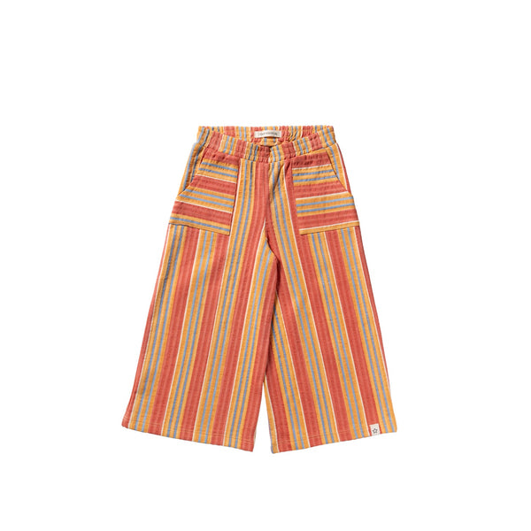 Meisjes Estate Stripes | Wide Leg Pants van Your Wishes in de kleur Multicolor in maat 128.