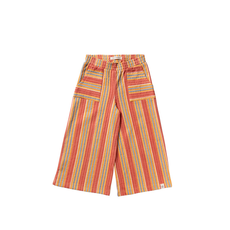 Meisjes Estate Stripes | Wide Leg Pants van Your Wishes in de kleur Multicolor in maat 128.