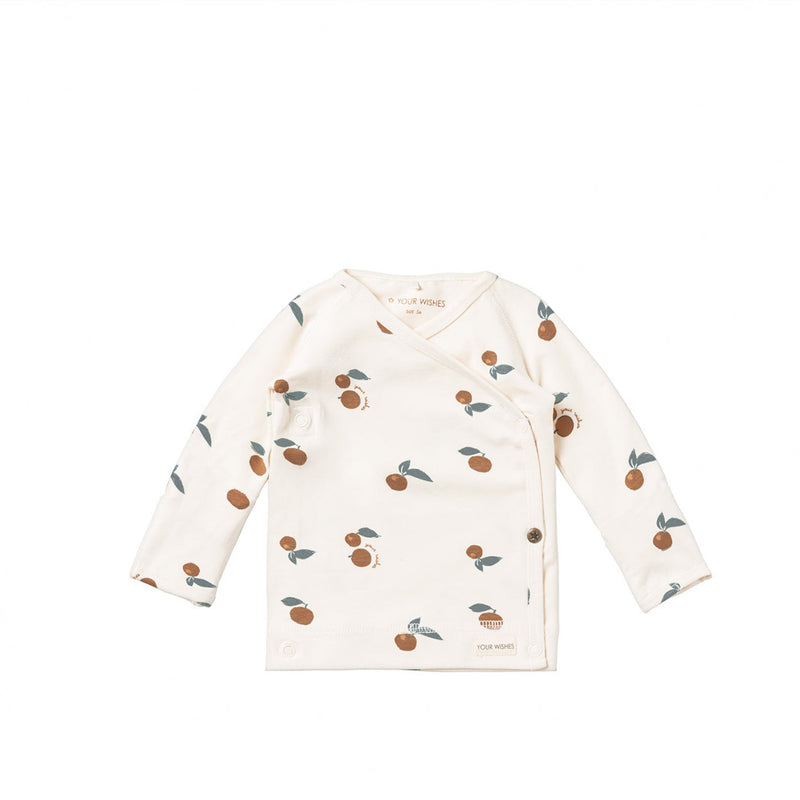 Unisexs Overslagshirt met lange mouw Orangine | Nash van Your Wishes Newborn in de kleur Antique White in maat 68.