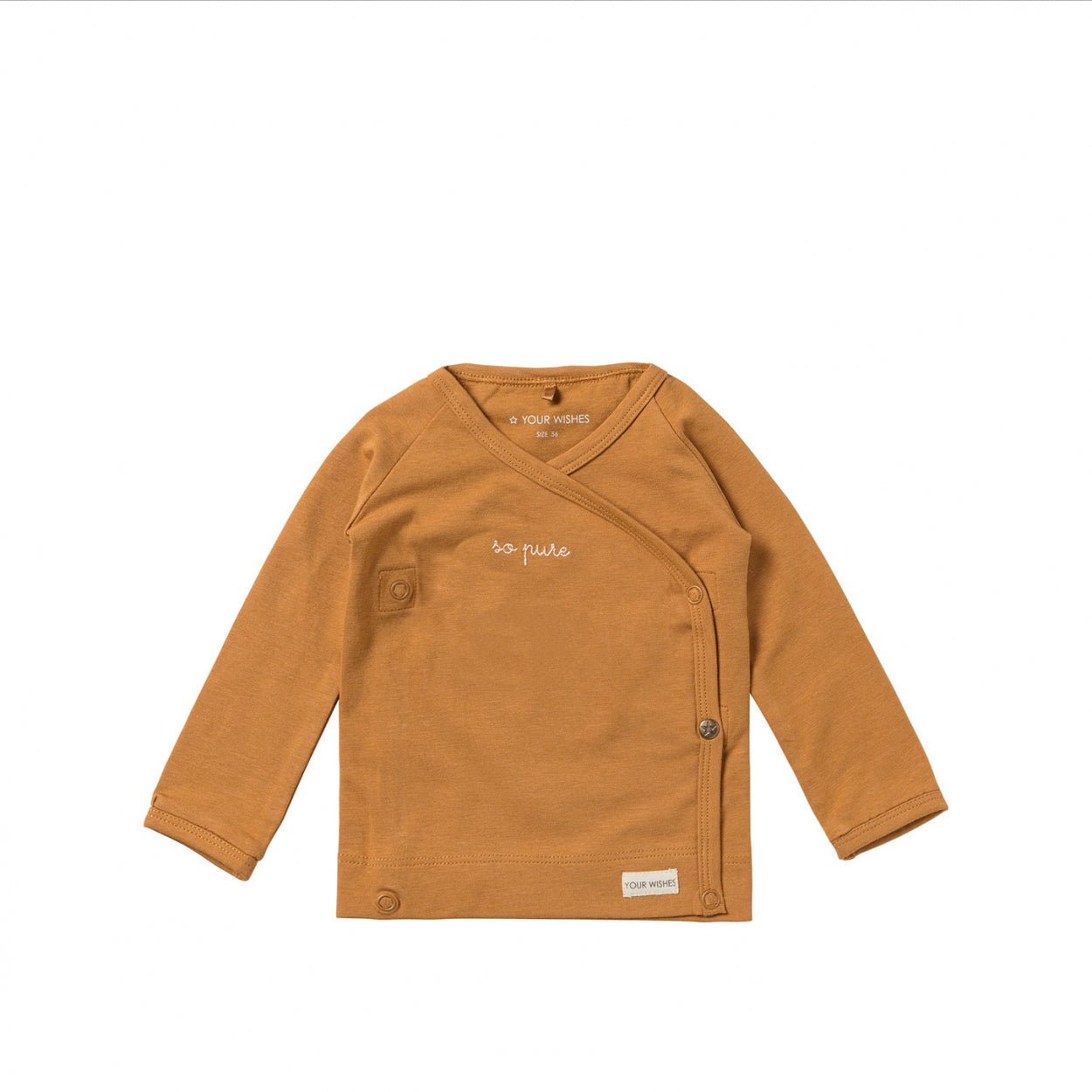 Jongens Overslagshirt met lange mouw Solid | Nais van Your Wishes Newborn in de kleur Brown Sugar in maat 68.