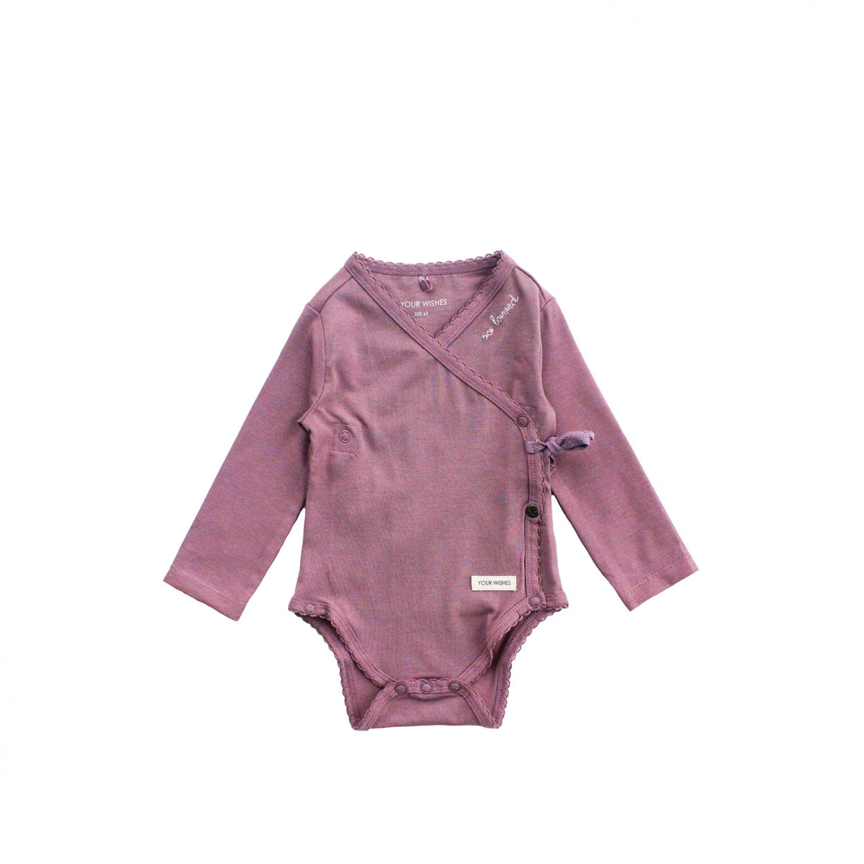Meisjes Overslagromper met lange mouw Solid | Nala van Your Wishes Newborn in de kleur Lavender in maat 68.