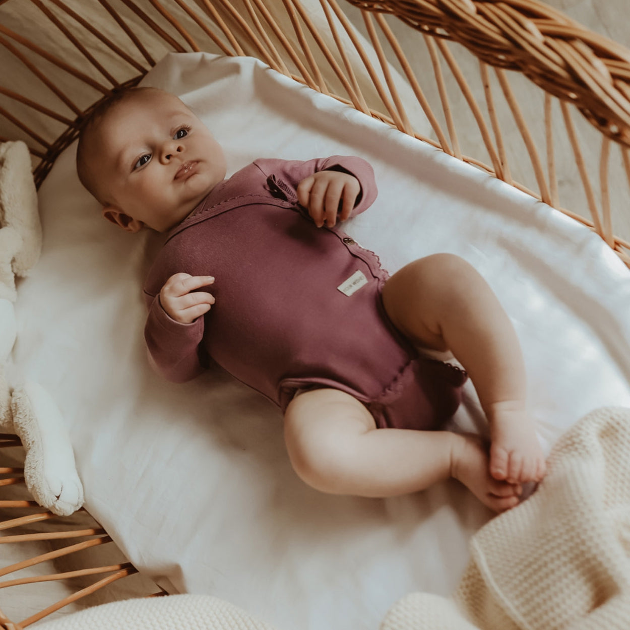 Meisjes Overslagromper met lange mouw Solid | Nala van Your Wishes Newborn in de kleur Lavender in maat 68.