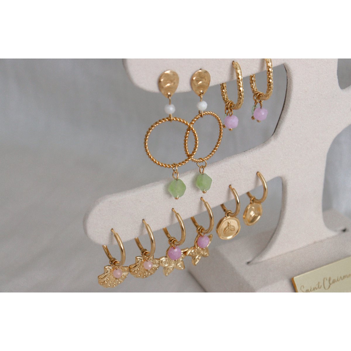 Statement Oorbellen Peridot & Maansteen - Goud