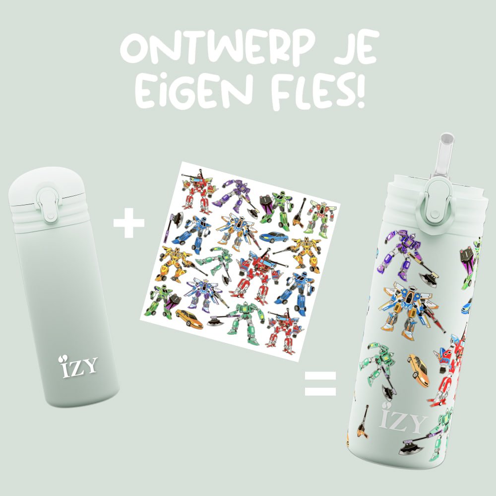 IZY Kids Thermos Bottle - Green Transformers - 350ML To-Go Insulated Water Bottles