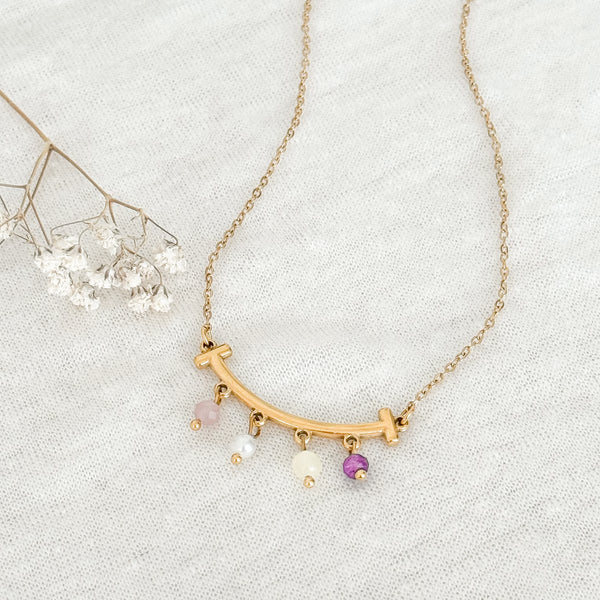 Edelsteen Hangertjes Ketting - Goud