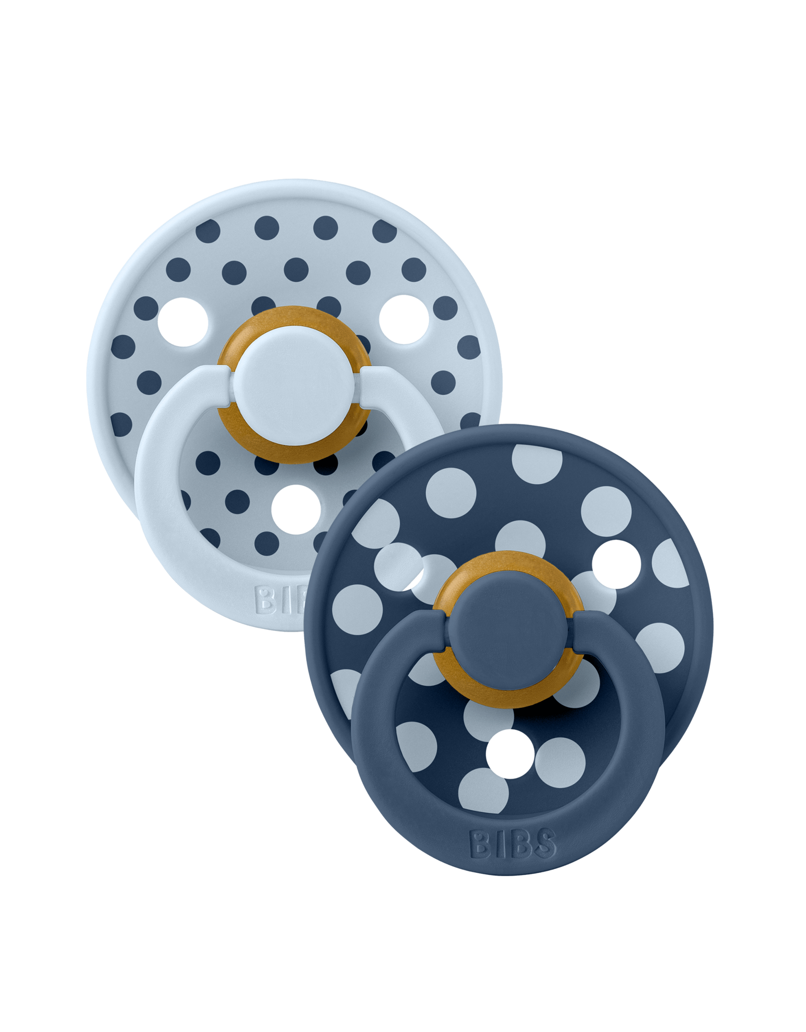 BIBS - Studio Colour 2 pack Polka Baby Blue / Steel Blue