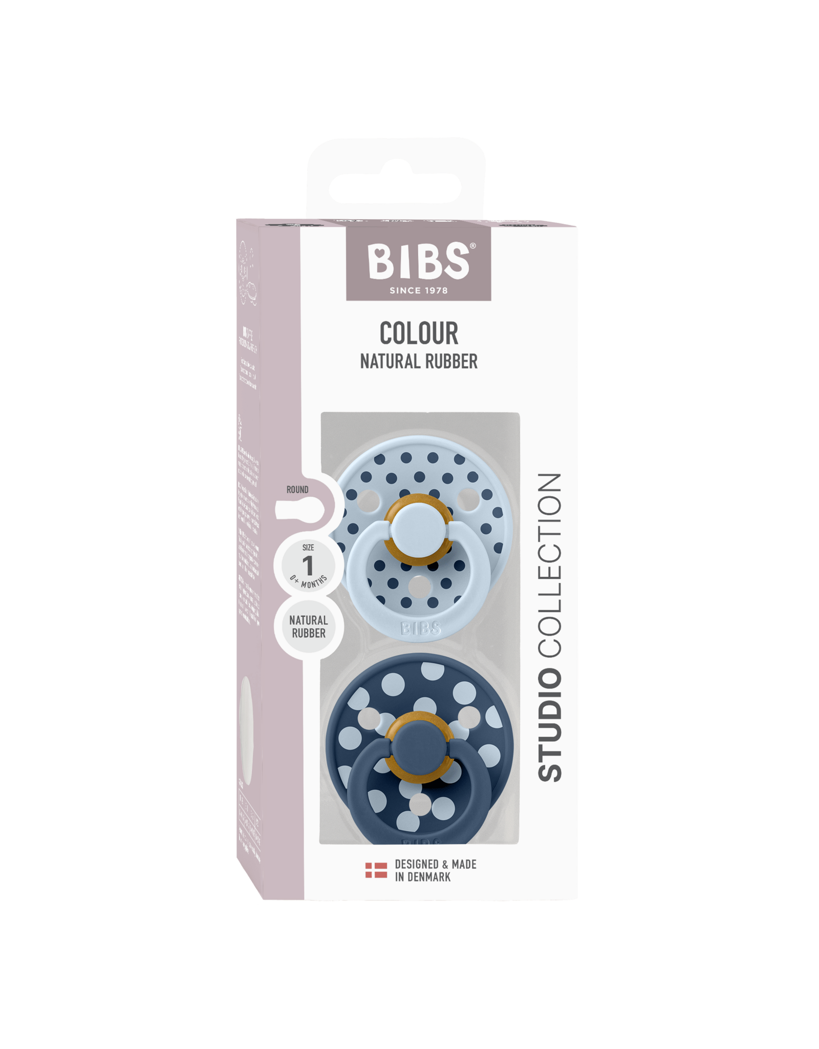 BIBS - Studio Colour 2 pack Polka Baby Blue / Steel Blue