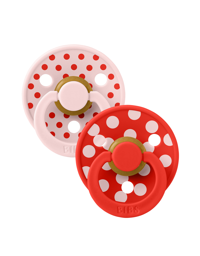 BIBS - Studio Colour 2 pack Polka Blossom / Candy Apple