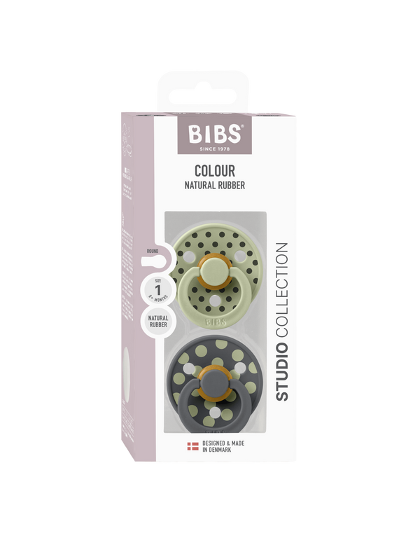BIBS - Studio Colour 2 pack Polka Sage / Iron