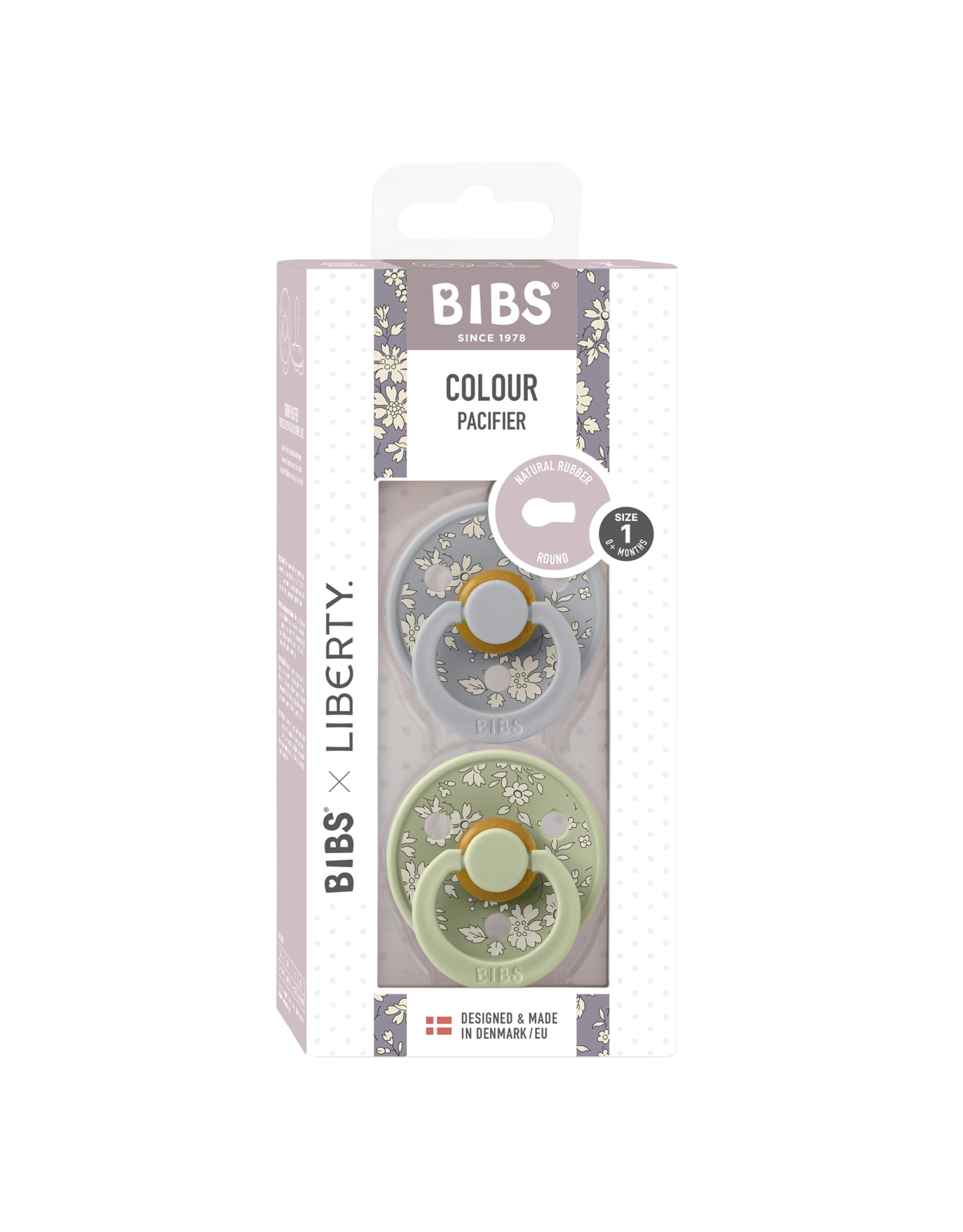 BIBS - Color pacifier in 2 piece packaging Blush GLOW/Vanilla GLOW 