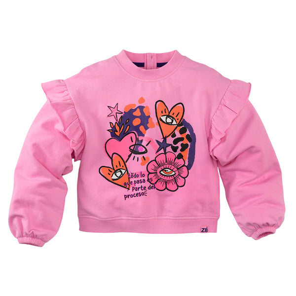 Meisjes Sweater Charelle van Z8 in de kleur Sorbet Pink in maat 152-158.