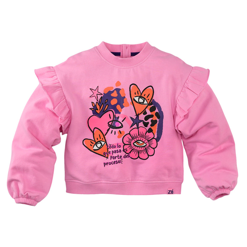 Meisjes Sweater Charelle van Z8 in de kleur Sorbet Pink in maat 152-158.