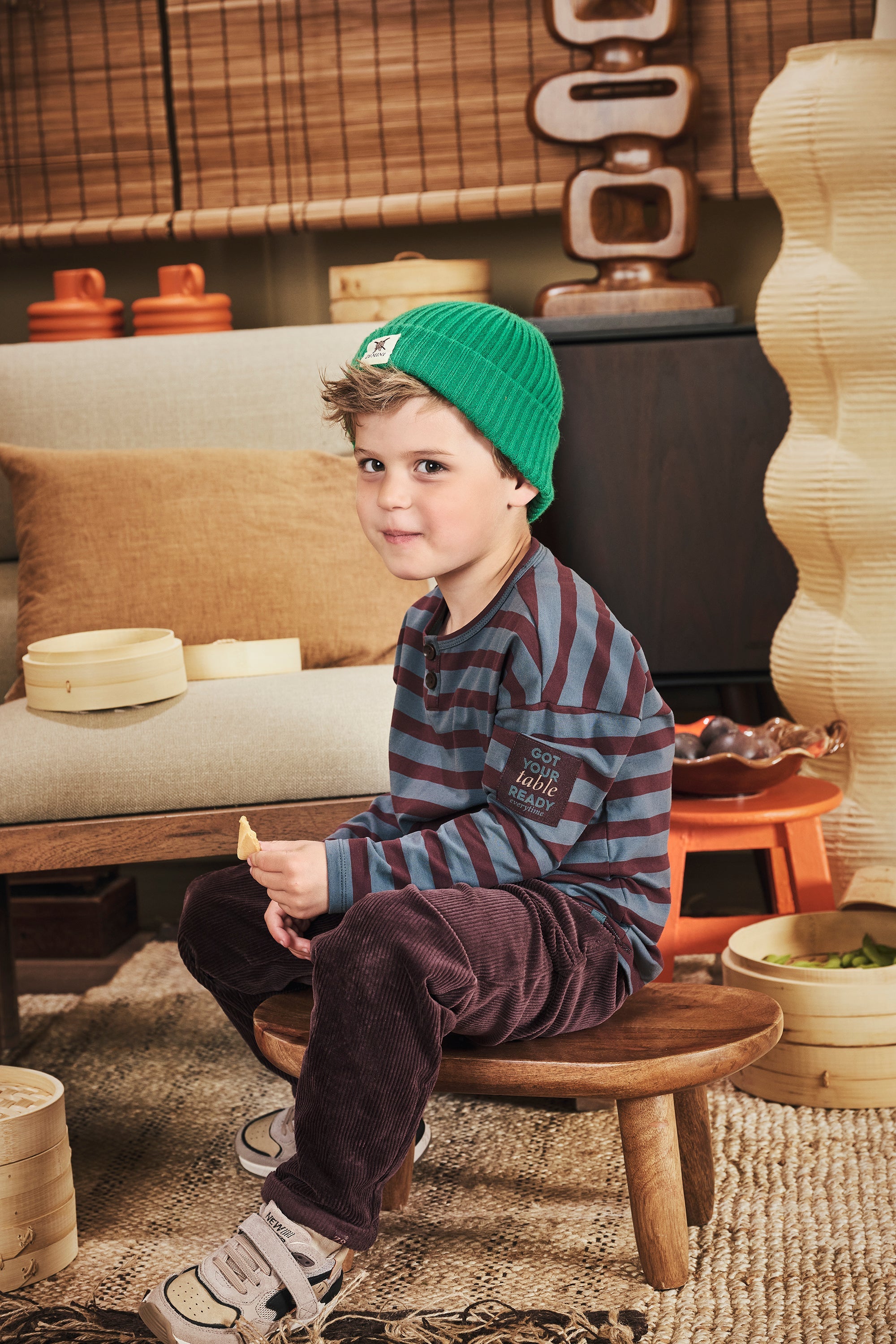 Jongens Baby cord pants Eymen van Z8 Mini in de kleur Crushed cloves in maat 116.