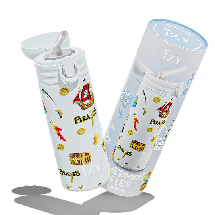 IZY Kids Thermos Bottle - Blue Pirates - 350ML To-Go Insulated Water Bottles